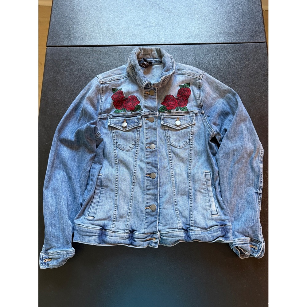 Disney Beauty and the Beast Rose Embroidered Denim Jacket Tale As Old As Time MD